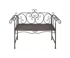 Tidyard Garten Metall-Gartenbank Sitzbank Mit Schnörkelmuster-Lehne,Esszimmerbank Parkbank Flurbank Beistellbank 132 x 46 x 85 cm,Schnörkel-Design,Antikes Braun