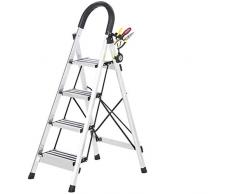 MJY Multipurposeanti-Skid Konstruktionsleitern, Aluminiumlegierung Indoor Climbing Trittleiter Balkon Pflanzenregal/Pedal Design Mit Schwarzen Und Weißen Streifen,Weiß,45 * 75 * 143 cm