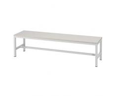 Certeo Umkleidebank | HxBxL 42 x 40 x 150 cm | Grau RAL 7035 | Bank Sitzbank Metallbank Garderobenbank Umkleidesitzbank Garderobe freistehend