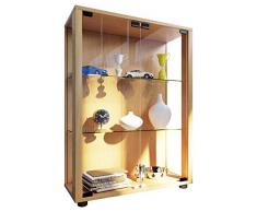 VCM Sammelvitrine Standvitrine Glasvitrine Glasregal Vitrine Glas Schaukasten ohne Beleuchtung Buche Sintalo