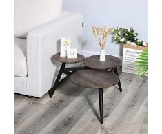 Aingoo Satztisch Couchtisch 3 desktop nierentisch Retro-Design Beistelltisch Wohnzimmertisch in Braun