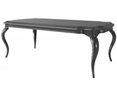 Casa Padrino Barock Esstisch Schwarz/Silber 220 x 115 x H. 78 cm - Edler Esszimmertisch im Barockstil - Barock Esszimmer Möbel