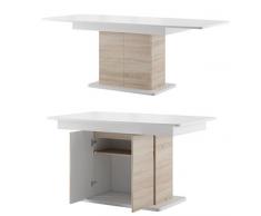 Furniture24 Tisch Star Esstisch Säulentisch ausziehbar (weiß matt/Sonoma Eiche)