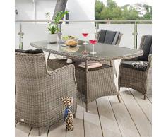 Destiny Gartentisch Luna 180x100 cm Grau Tisch Polyrattan Geflechttisch Esstisch