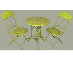 Casa Padrino Jugendstil Gartenmöbel Set Rustikal Grün - 1 Tisch & 2 Stühle - Barock & Jugendstil Gartenmöbel