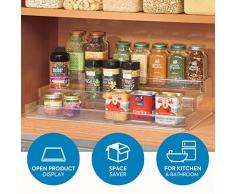 iDesign Gewürzregal mit 3 Ebenen für die Küche, ausziehbarer Gewürzhalter für den Küchenschrank, praktischer Gewürzständer aus Kunststoff, durchsichtig