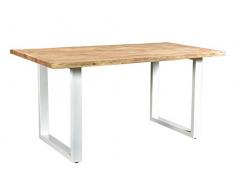 Woodkings Esstisch Bullwer Verschiedene Größen, Holz Akazie braun, Metall weiß, Tisch mit Baumkante, Baumtisch, Echtholz modern, Design, Massivholz, Esszimmermöbel, Wohnmöbel (140 x 200 cm)