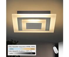 ZMH LED Deckenleuchte Wohnzimmer Dimmbar stufenlos mit Fernbedienung 23W 30cm quadratisch Deckenlampe Bürodeckenleuchten für Wohnzimmer, Schlafzimmer, Küche Nickel Matt