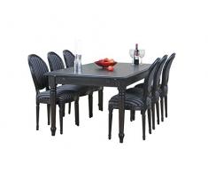 Dynamic24 9tlg. Essgruppe BAROCK Esstisch Sitzgruppe Tischgruppe massiv schwarz