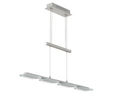 Trango Design stufenlos dimmbare LED Pendelleuchte in Nickel matt TG2013-R42 I Esstischleuchte höhenverstellbar I LED Hängelampe I Deckenleuchte I LED Wohnzimmerlampe I Deckenstrahler I Innenleuchte