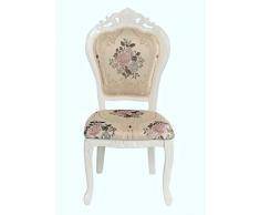 Barock Stuhl Barockstuhl Schlafzimmer Louis Chic ohne Arm weiss Blumen Muster