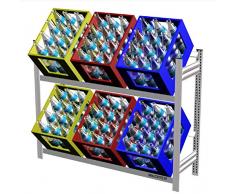 Getränkeregal mit 2 Ebenen für 6 Getränke-Kisten