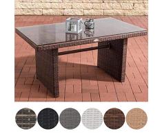 CLP Polyrattan-Gartentisch FISOLO mit Einer Tischplatte aus Glas I Wetterbeständiger Tisch aus Polyrattan Braun Meliert