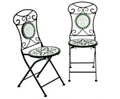 Deuba Mosaikstühle Flora 2er Set Klappbar Sitzhöhe 45cm Metall Stabil Mosaik Balkonstühle Gartenstuhl Klappstuhl