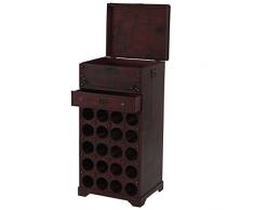 Mendler Weinregal Calvados Regal Holzregal Kolonialstil, für 20 Flaschen, mit Schublade
