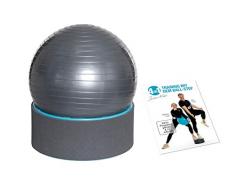 FLEXI-SPORTS® Gymnastikball 4in1 Step & Ball Multifunktionales Trainingsgerät inkl. Trainings-DVD und Ballpumpe Fitness Step Sitzball Pilates Yoga Ball Balance Stuhl (Türkis)