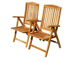 ASS Doppelpack Techt Teak Hochlehner Gartensessel Gartenstuhl Sessel Holzsessel Klappsessel Gartenmöbel 7fach verstellbar Holz sehr robust Modell: Summer von
