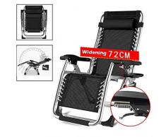 CHUDAN Garten praktische Klappliege - Strand Relax-Liegestuhl, Sonnenliege verstellbar leicht zusammenklappbar Mit Kissen und Getränkehalter, belastbar bis 200 kg für Camping wetterfeste Gartenmöbel