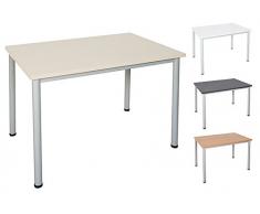 Schreibtisch in verschiedenen Größen und Farben graues Metallgestell Konferenztisch Besprechungstisch Arbeitstisch Universaltisch Bürotisch Verkaufstisch (B: 140 cm x T: 80 cm, Ahorn)