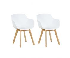H.J WeDoo 2er-Set Wohnzimmerstuhl Esszimmerstuhl mit Armlehne und Buchenholz Retro Design Stuhl für Büro Lounge Küche Wohnzimmer (Weiß)