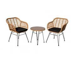 animal-design Gartenmöbel 3er-Set Sitzgruppe LIVE Loungemöbel inkl. Kissen Balkon Terrasse Sessel Stuhl Polyrattan, Farbe:beige