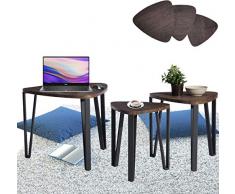 Aingoo 3 Couchtische Beistelltisch beistelltisch 3er set Nachttisch 3er Set Satztisch Sitzgruppe Niedrige Tisch Nesting Table Mitteldichter Holzfaserplatte MDF Tischbein Aus Metall Tisch In Braun