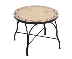 albena Marokko Galerie 15-161 Marokkanischer Mosaiktisch Couchtisch 60cm (Yasier: Natur/rot)
