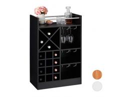 Relaxdays 10028075_46 Weinregal mit Glashalter, 22 Flaschen, freistehend, Wein und Sekt, Hausbar HxBxT: 96 x 63 x 35 cm, schwarz, PB (Particle board)