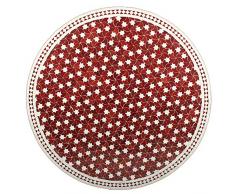Marokkanischer Mosaiktisch ø 120cm rund Gartentisch Fliesentisch Esstisch mediterraner Mosaik - Tisch (Maar: rot/weiss)