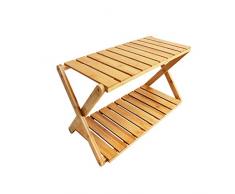 Badezimmerregal Küchenregal Blumenregal Badregal aus Bambus Klappbar zur Aufbewahrung und Lagerung im Badezimmer(2-schichtig-gross)