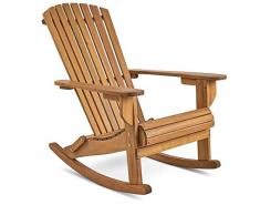 VonHaus Adirondack-Schaukelstuhl – Outdoor Gartenmöbel aus Acacia Hartholz mit geölter Oberfläche