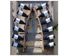 Special Edition - Flaschenregal aus 2 Fassdauben. Weinliebhaber! Handgemacht mit 100% recycelten Eichenfässern Weinregal Wandregal Flaschenständer Weinflaschen, für Küche Bar Keller