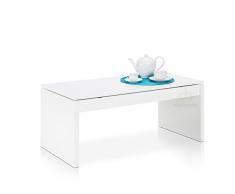 Due-Home Couchtisch weià glänzend mit Tablett Klappsitz