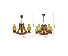 LAMP Retro Kronleuchter, Loft Restaurant Caf Eacute; Tischbar Kronleuchter aus Holz Dekoration Boutique Kleidung 5 Kopf Kronleuchter E27, 56 * 40Cm,56 * 40 cm,