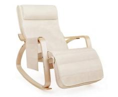 SONGMICS Schaukelstuhl 5-Fach verstellbares Fußteil Belastbarkeit 150 kg Leinen Beige LYY12M