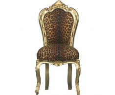 Barock Esszimmer Stuhl Leopard/GoldLudwig XIV Stuhl Wohnung Wohnen Rokoko Jugendstil Prunkstuhl Rokoko