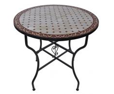 Saharashop Mediterraner Mosaiktisch Rund Ø 80 cm Tawriq Bordeaux-Natur