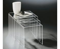 HOWE-Deko Hochwertiger Acryl-Glas Dreisatztisch, klar, 40 x 33 cm, H 35 cm und 35 x 33 cm, H 33 cm und 30 x 33 cm, H 30 cm, Acryl-Glas-Stärke 8 mm