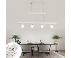 Modern Eßtischleuchte 24W 4-flammige Weiss LED Pendellampe Dimmbar Esstish Hängeleuchte mit Fernbedienung für Esszimmer Jojo Esstischlampe Wohnzimmer