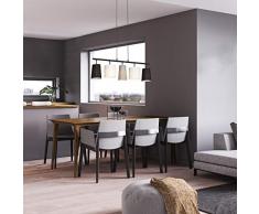 Briloner Leuchten Pendelleuchte, Pendellampe 5-flammig, 5x E14, Textilschirm schwarz, weiß,grau, Design by Kare