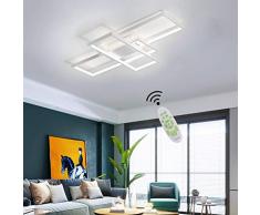 LED Deckenleuchte Wohnzimmerlampe Deko Dimmbare Deckenlampe Moderne Eckig mit Fernbedienung Designer-Lampe Metall Acryl Schirm Esstisch Küche Schlafzimmer Flur Bad Wohnungs Decke Leuchte