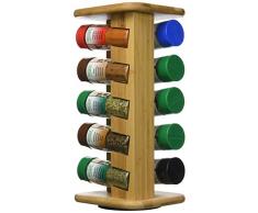 Kesper Gewürzkarussell mit 10 gefüllten Gewürzgläsern 110 ml, Bambus, Braun, 40 x 30 x 20 cm, 11-Einheiten