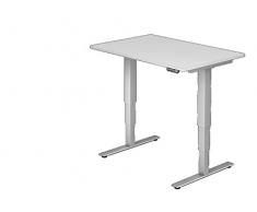 Bümö® ergonomischer Schreibtisch elektrisch höhenverstellbar | elektrischer Bürotisch | höhenverstellbarer Büroschreibtisch mit Memoryfunktion in Rechteck: 120x80 cm Weiß