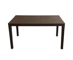 Gartentisch Sumatra, Holzoptik, Kunststoff, Mokka, 138x78cm - Bistrotisch Beistelltisch Partytisch Balkontisch Campingtisch Mehrzwecktisch Balkonmöbel