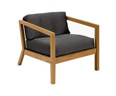 Skagerak Virkelyst Garten-Armlehnstuhl/Sessel, Teak Charcoal Barriere®Panama Gestell Teak inkl. Sitz-Rückenkissen