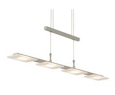 Briloner Leuchten 4310-042 LED Pendelleuchte Esszimmer, Pendellampe, dimmbar, höhenverstellbar, Metall, 20 W, matt nickel, 88 x 9 x 1750 cm
