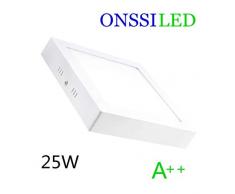 LED-Deckenleuchte 25W 2500lm quadratisch Kaltweiß 6000k-6500k LED-Panel, Beleuchtung für Wohnzimmer, Esszimmer, Schlafzimmer, Büro, Geschäft, ONSSI LED