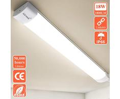 Airand Feuchtraumleuchte Led 60CM 18W Led RöhreReihenschaltung Werkstattlampe IP66 Wasserfest Leuchte für Garage Keller Werkstatt Feuchtraum Bad Büro Warenhaus Hobbyraum,Neutralweiß 4000K,1800LM