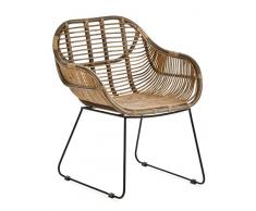 animal-design RATTANSTUHL Rattan-Stühle Korb-Stuhl Korb-Sessel - braun - Retro 50er Lounge Loft Esszimmer Garten Küche Bistro Balkon Terrasse mit Armlehne