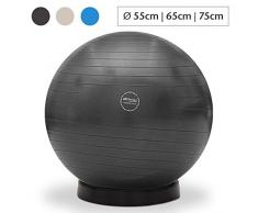 maxVitalis Gymnastikball inkl. Ballschale Fitnessball Sitzball Fitness Ball Yogaball Sportball Anti-Burst Gymnastikball Büroball 65 cm Schwarz